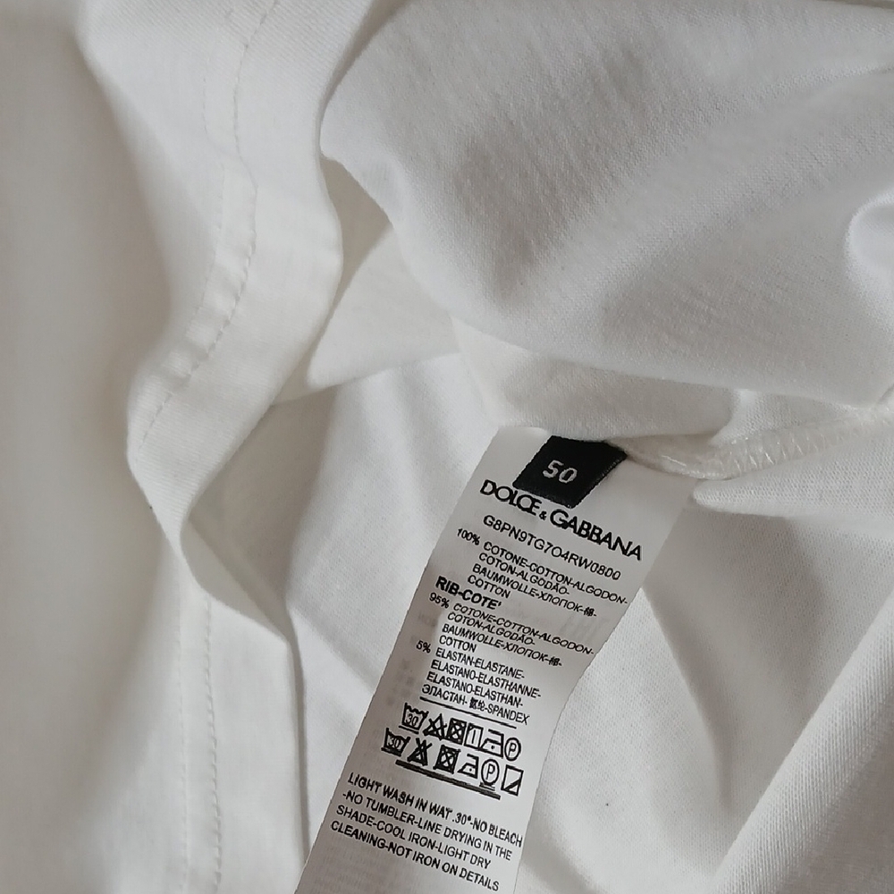 Dolce & Gabbana White Short Sleeve Tee with Graphic Design - Picture 4 of 5